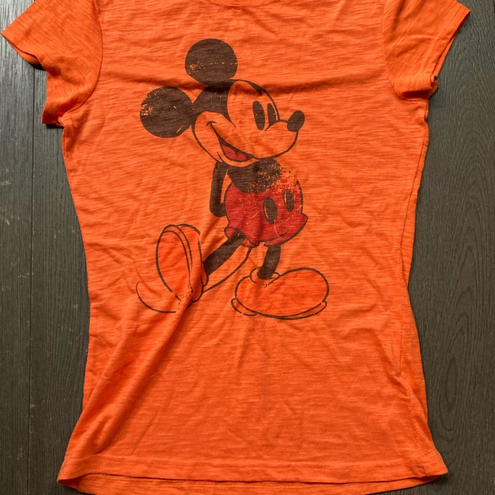 Disney Orange Mickey Mouse Tee (Sm/Med)